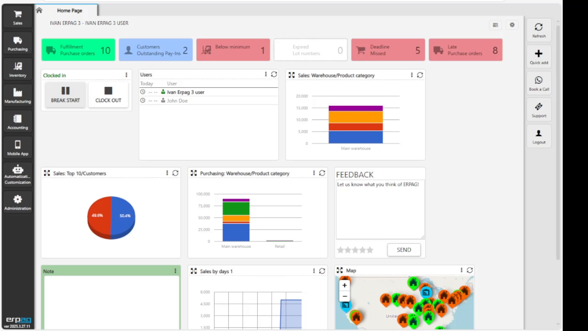 ERPAG Food Traceability Software Dashboard Screenshot